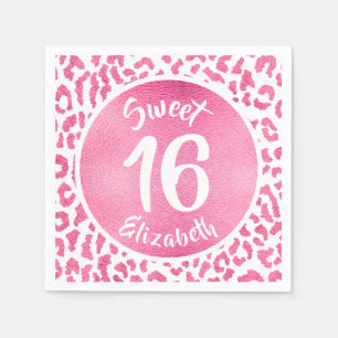 Servilleta De Papel Fiesta de cumpleaños de Girly Leopard