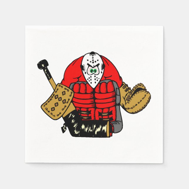 Servilleta De Papel Fiesta de cumpleaños de Goalie, hockey sobre hielo (Anverso)