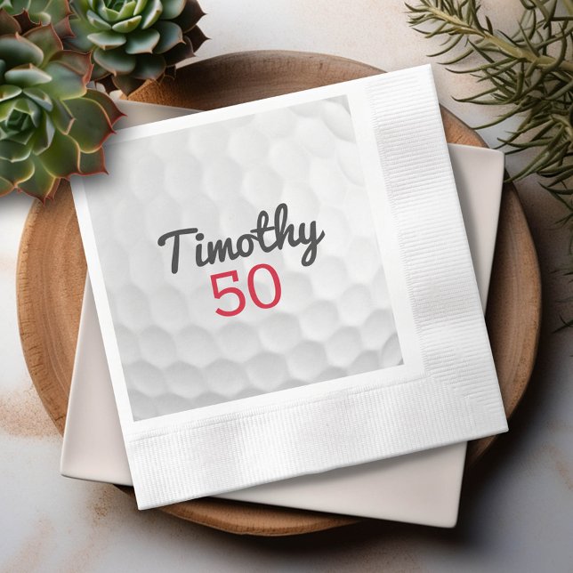 Servilleta De Papel Fiesta de cumpleaños de Golf Ball - 50 o otro año (Custom Party Napkins)