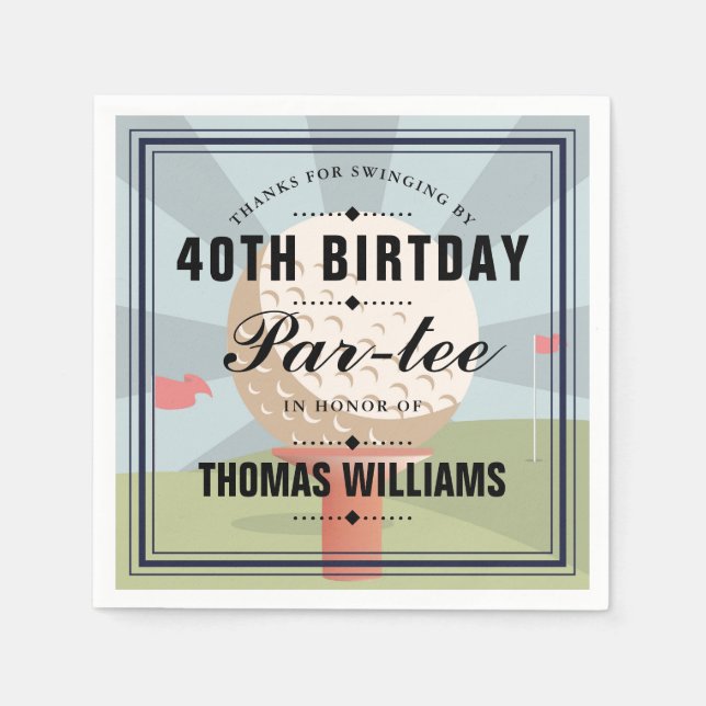 Servilleta De Papel Fiesta de cumpleaños de golf clásico Partee  (Anverso)