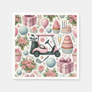 Servilleta De Papel Fiesta de cumpleaños de golf rosa para mujer Chica