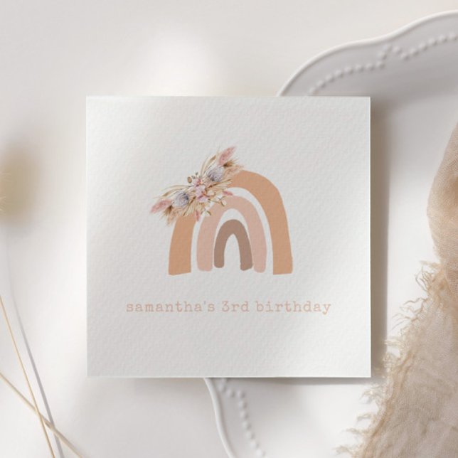 Servilleta De Papel Fiesta de cumpleaños de Grass Boho Arcoiris Pampas (Subido por el creador)