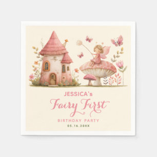 Servilleta De Papel Fiesta de Cumpleaños de Hada Encantada de Rosa Pas