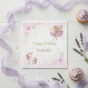 Servilleta De Papel Fiesta de Cumpleaños de Hadas Mágicas y Niñas Unic