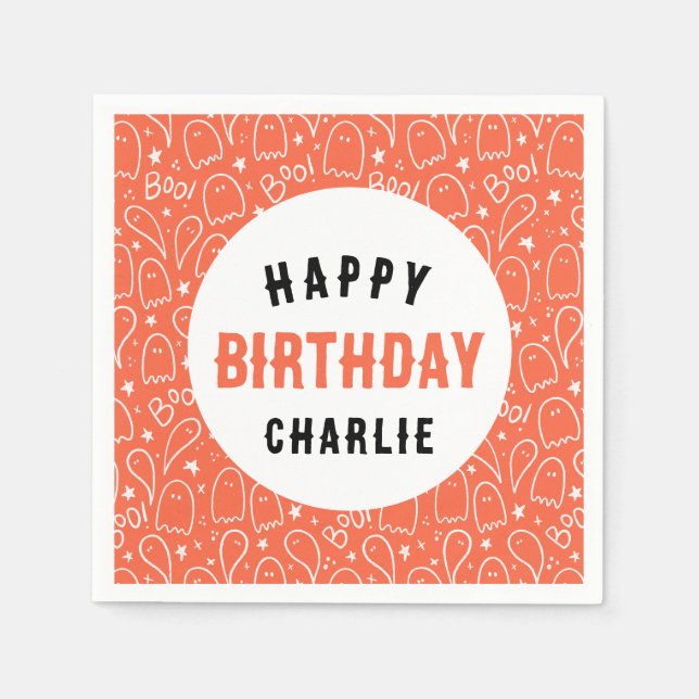 Servilleta De Papel Fiesta de cumpleaños de Halloween para niños perso (Anverso)