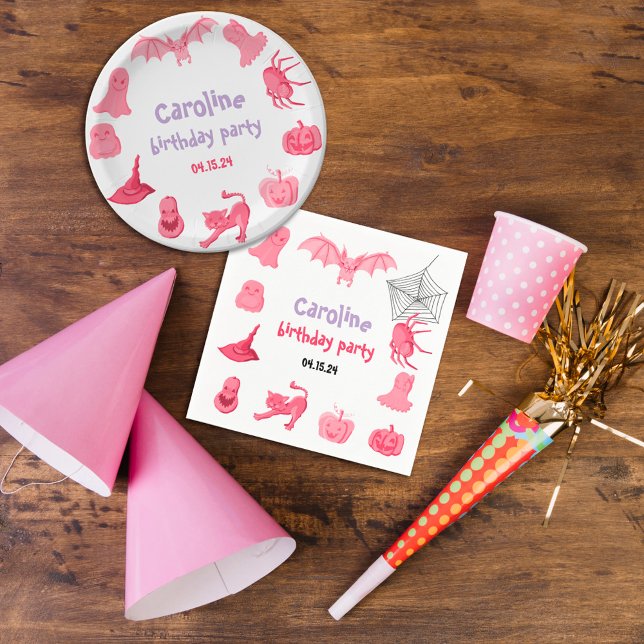 Servilleta De Papel Fiesta de cumpleaños de Halloween Rosa (Subido por el creador)