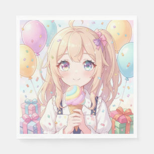 Servilleta De Papel Fiesta de Cumpleaños de Helado de Chica Anime