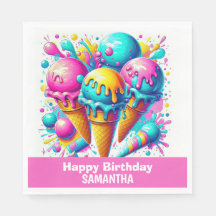 Fiesta de cumpleaños de helado femenino