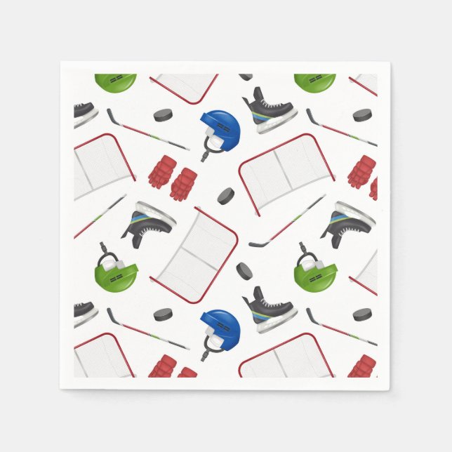 Servilleta De Papel Fiesta de cumpleaños de hockey sobre hielo (Anverso)