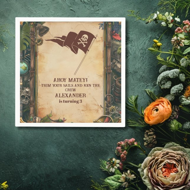 Servilleta De Papel Fiesta de cumpleaños de Jolly Roger Pirate (Subido por el creador)