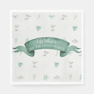 Servilleta De Papel Fiesta de cumpleaños de Koala, bebé verde y gris