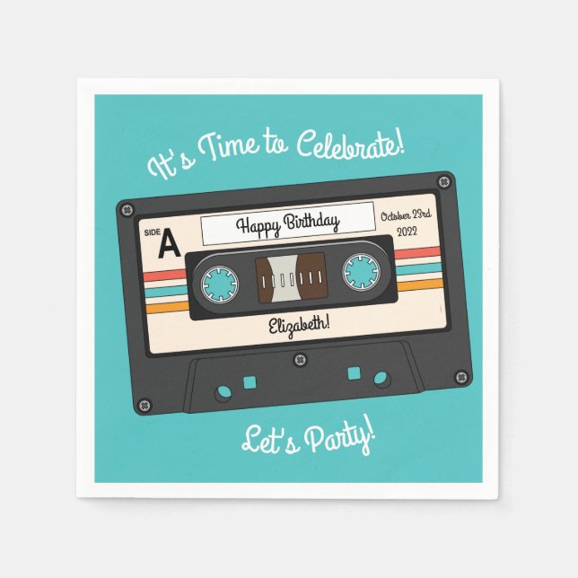 Servilleta De Papel Fiesta de cumpleaños de la cinta Cassette de la Re (Anverso)