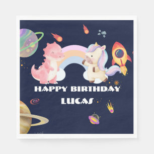Servilleta De Papel Fiesta de cumpleaños de la galaxia de dinosaurios 