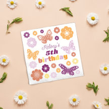 Fiesta de cumpleaños de la mariposa retro