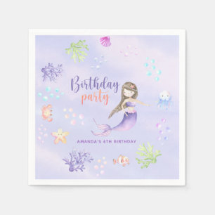 Servilleta De Papel Fiesta de cumpleaños de la niña sirena 6 años