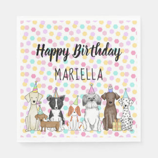 Servilleta De Papel Fiesta de cumpleaños de la niñita de perro pimient