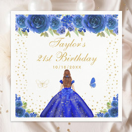 Servilleta De Papel fiesta de cumpleaños de la Princesa del cabello az