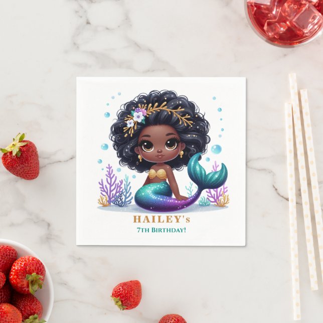 Servilleta De Papel Fiesta de cumpleaños de la sirena mágica (In situ)