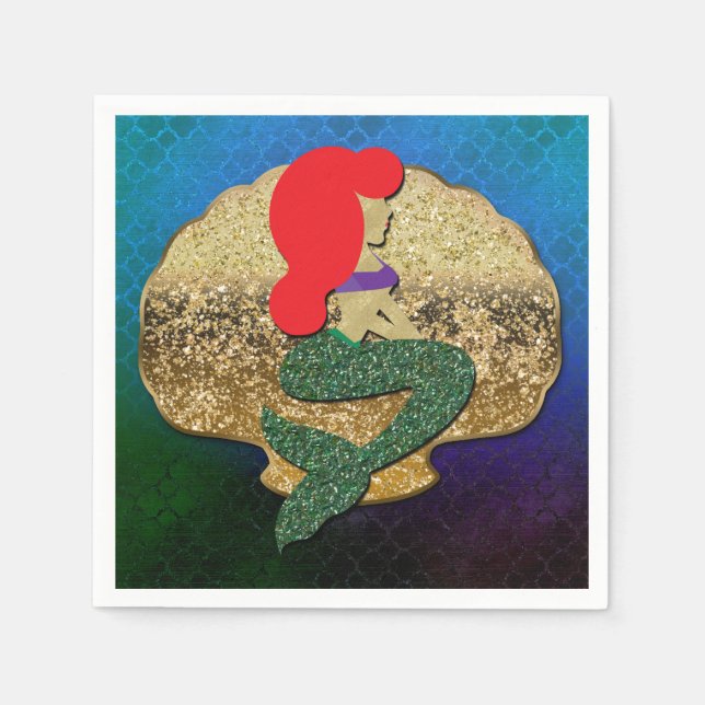 Servilleta De Papel Fiesta de cumpleaños de la sirena roja haitiana do (Anverso)