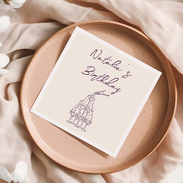 Servilleta De Papel Fiesta de cumpleaños de la torre de champán morada (Subido por el creador)