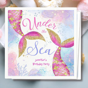 Servilleta De Papel Fiesta de Cumpleaños de las Chicas Púrpuras Sirena