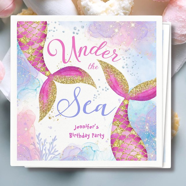 Servilleta De Papel Fiesta de Cumpleaños de las Chicas Púrpuras Sirena (Subido por el creador)