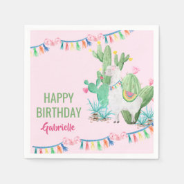 Servilleta De Papel Fiesta de cumpleaños de Llama y Cactus