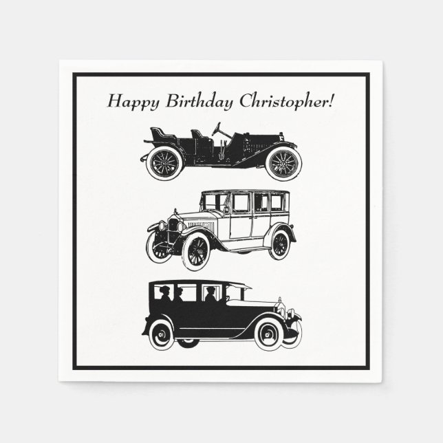 Servilleta De Papel Fiesta de cumpleaños de los automóviles clásicos V (Anverso)