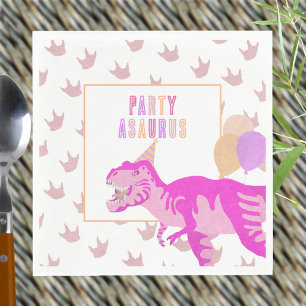 Servilleta De Papel Fiesta de cumpleaños de los dinomitas rosados T-Re