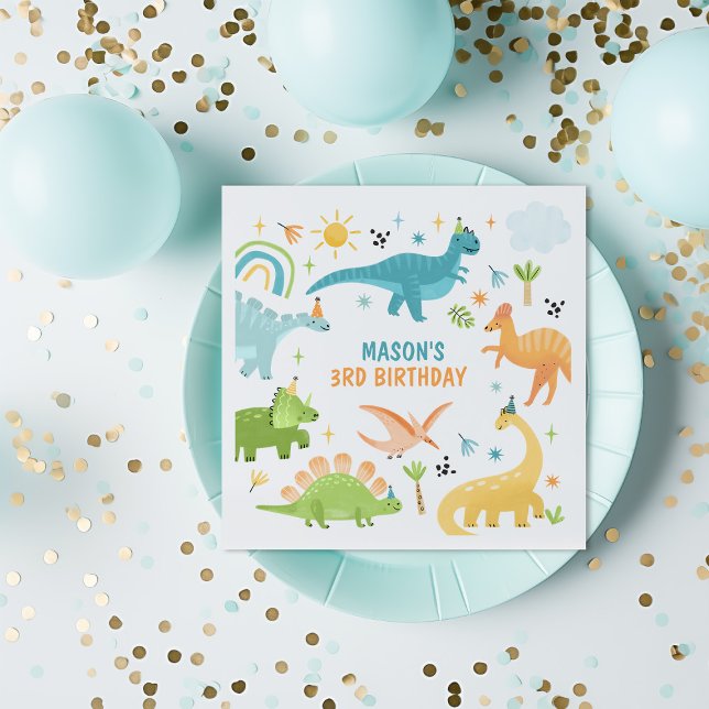 Servilleta De Papel Fiesta de cumpleaños de los dinosaurios azules (Subido por el creador)