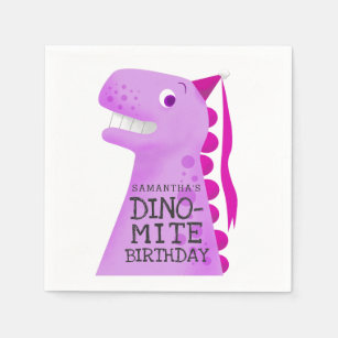 Servilleta De Papel Fiesta de cumpleaños de los dinosaurios rosados