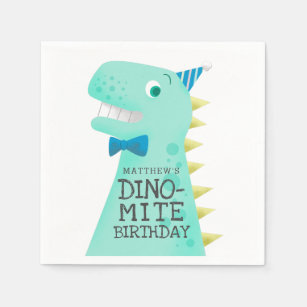 Servilleta De Papel Fiesta de cumpleaños de los dinosaurios verdes
