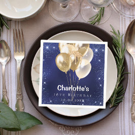 Servilleta De Papel Fiesta de cumpleaños de los globos de oro del purp