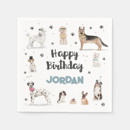 Servilleta De Papel Fiesta de cumpleaños de los perros con acuarela re