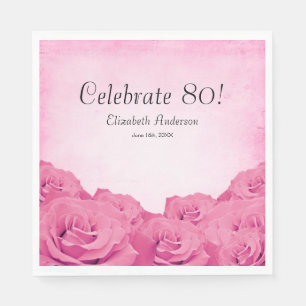 Servilleta De Papel Fiesta de cumpleaños de los rosas rosados del