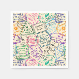 Servilleta De Papel Fiesta de cumpleaños de los sellos de viaje