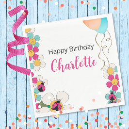 Servilleta De Papel Fiesta de cumpleaños de los tiburones y flores