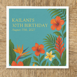 Servilleta De Papel Fiesta de cumpleaños de Luau, floral tropical exub