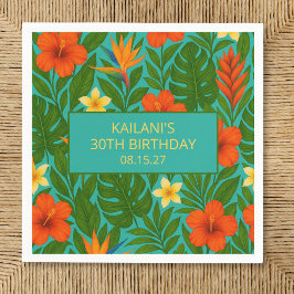 Servilleta De Papel Fiesta de cumpleaños de Luau, floral tropical exub