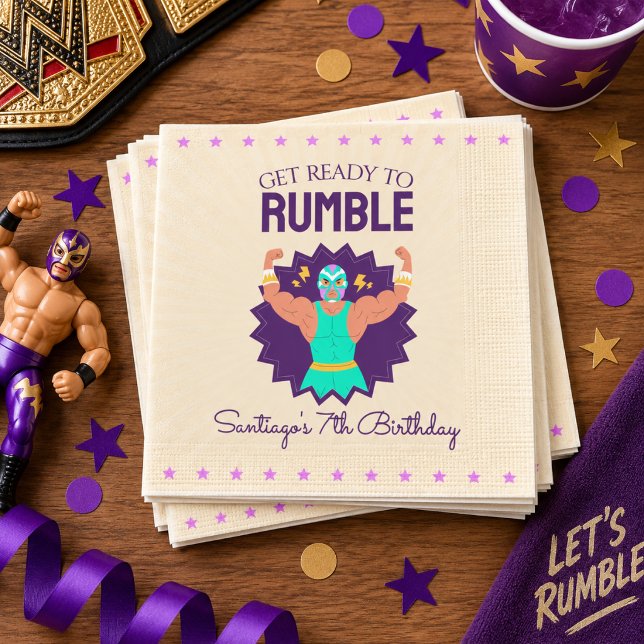 Servilleta De Papel Fiesta de cumpleaños de lucha libre retro (Subido por el creador)