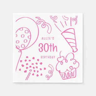 Servilleta De Papel Fiesta de cumpleaños de mano dibujada Cualquier ed