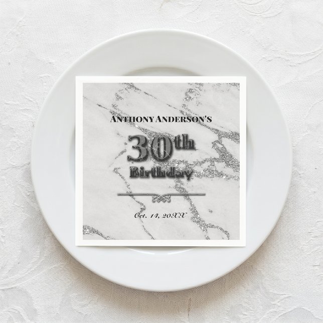 Servilleta De Papel Fiesta de cumpleaños de mármol número 30 (Subido por el creador)
