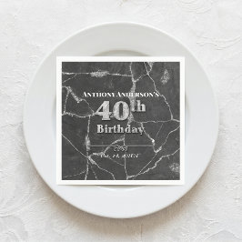 Servilleta De Papel Fiesta de cumpleaños de mármol número 40