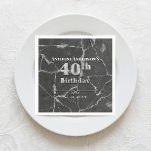 Servilleta De Papel Fiesta de cumpleaños de mármol número 40
