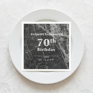 Servilleta De Papel Fiesta de cumpleaños de mármol número 70