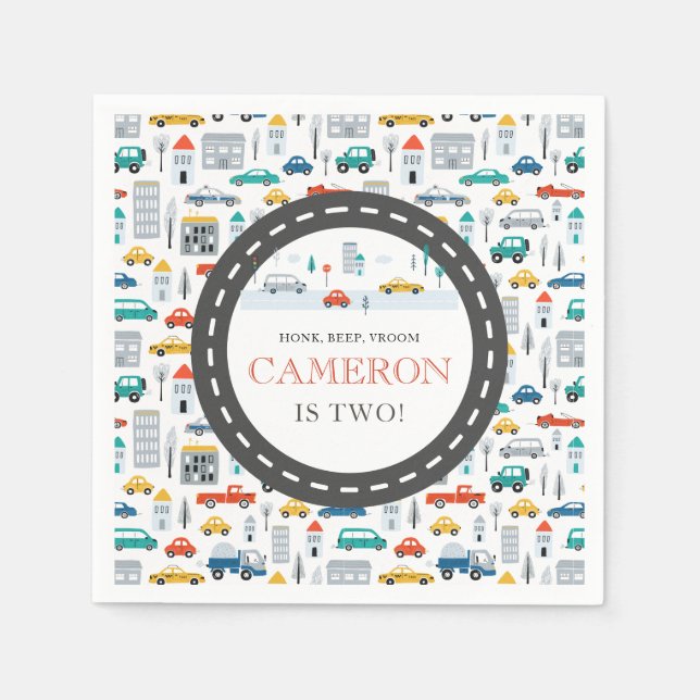 Servilleta De Papel Fiesta de cumpleaños de Modern City Transportation (Anverso)