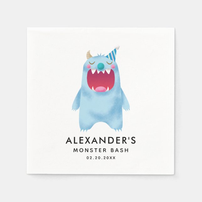 Servilleta De Papel Fiesta de cumpleaños de Monster (Anverso)