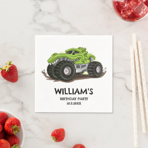 Servilleta De Papel Fiesta de Cumpleaños de Monster Truck Minimalista 