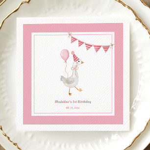 Servilleta De Papel Fiesta de cumpleaños de niña Silly Goose rosa