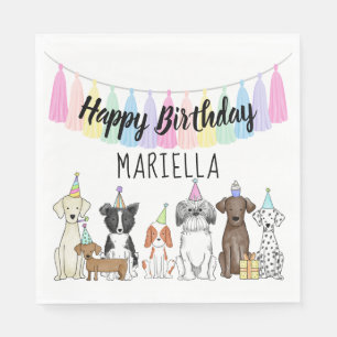 Servilleta De Papel Fiesta de cumpleaños de niñita de perro cachorro